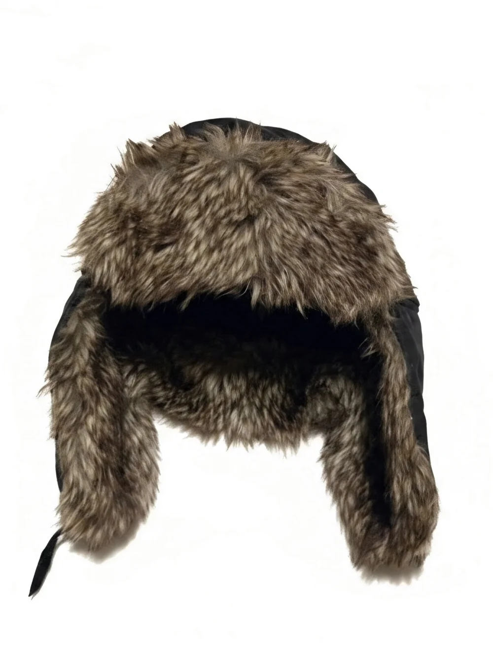 Black Faux Fur Lined Trapper Hat-little Boys